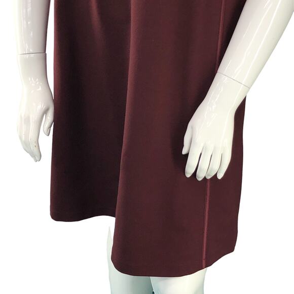 Lafayette 148 New York Size M Dress Shift Burgundy Back Zip Ponte Stretch Knit - Picture 4 of 16